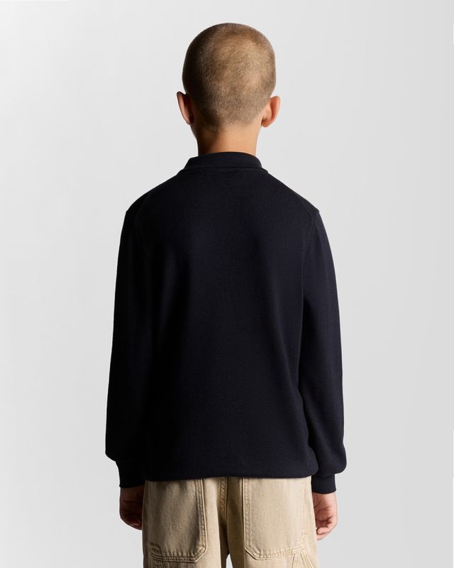 Lyle & Scott LS knitted polo shirt dark navy