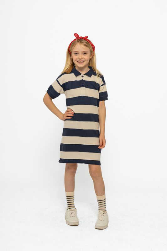The New Norma pique dress mood indigo striped