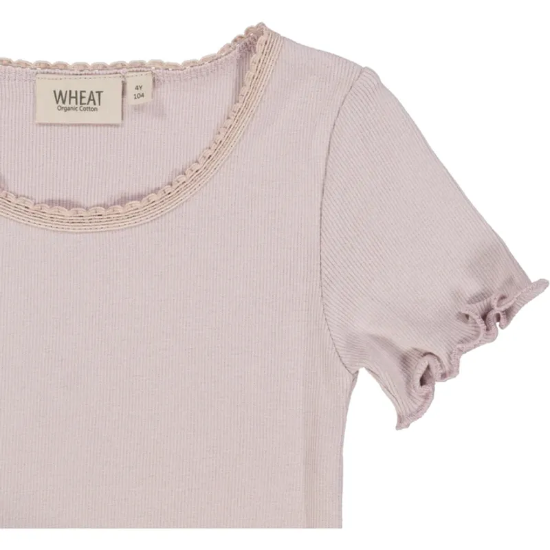 Wheat rib t-shirt lace soft lilac